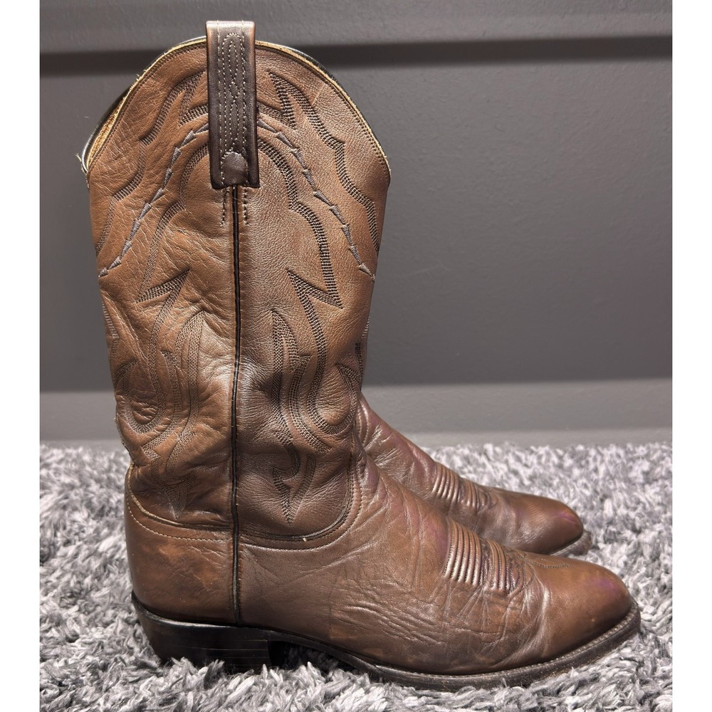 Lucchese Boots Mens Size 10 D Brown Soft Leather 2000 Vintage Western Cowboy - Picture 2 of 14